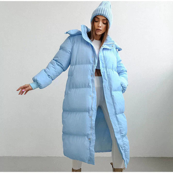 Lange Pufferjacke Mit Kapuze Für Frauen | Warm
