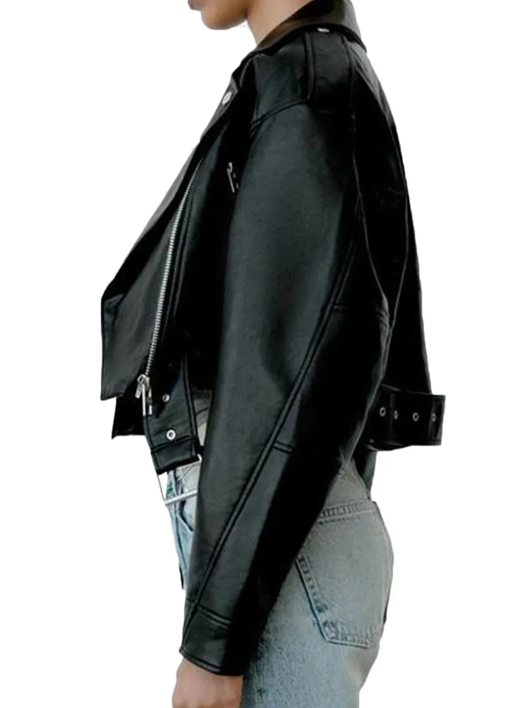 Kurz Geschnittene Lederjacke Für Damen | Freizeit