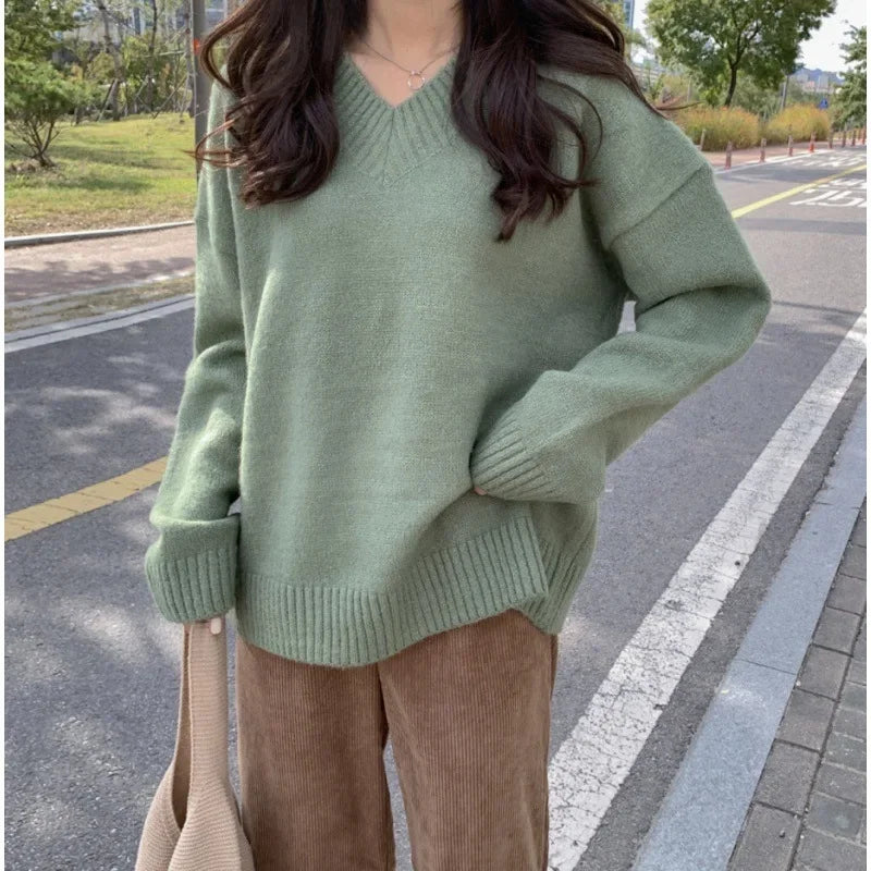 Damen Kaschmir Langarmpullover Für Den Winter | V-Ausschnitt