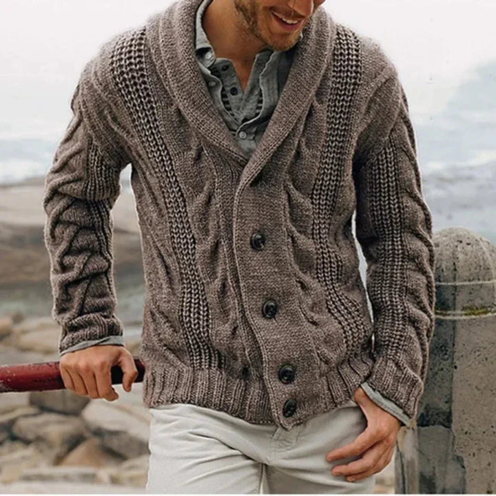 Strickjacke Mit Schalkragen Und Knopfleiste Für Herren | Herbst