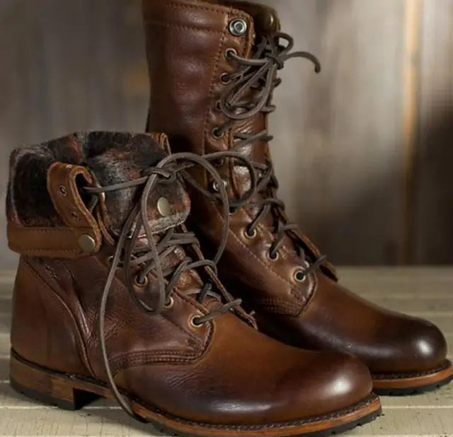 Herrenstiefel Aus Im Biker-stil | Schnürstiefel