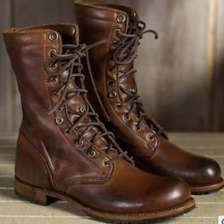 Herrenstiefel Aus Im Biker-stil | Schnürstiefel
