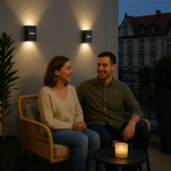 LED Solar-Wandlampen – Kabellos, Wetterfest & Energiesparend | Stimmungsvolle Außenbeleuchtung für Garten, Terrasse & Balkon