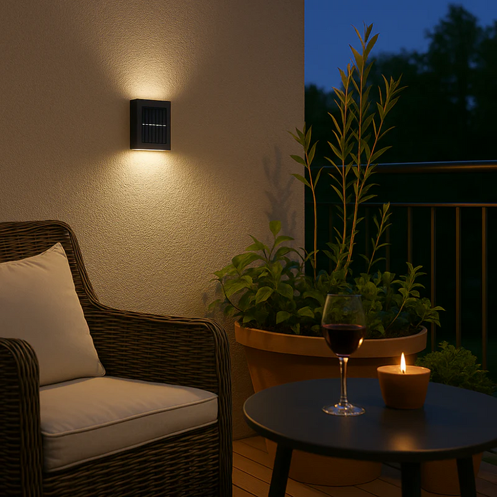 LED Solar-Wandlampen – Kabellos, Wetterfest & Energiesparend | Stimmungsvolle Außenbeleuchtung für Garten, Terrasse & Balkon