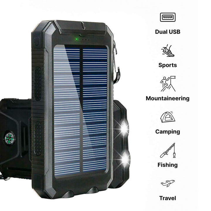 20000mAh Solar Power Bank Outdoor Dual USB Power Charger