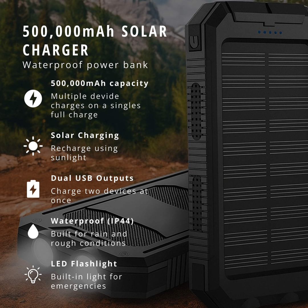 20000mAh Solar Power Bank Outdoor Dual USB Power Charger
