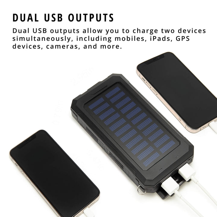 20000mAh Solar Power Bank Outdoor Dual USB Power Charger
