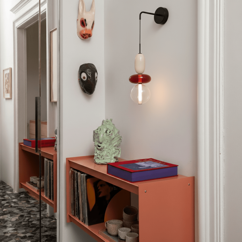 Luz de Pared LED Moderna con Pantallas de Vidrio Hechas a Mano