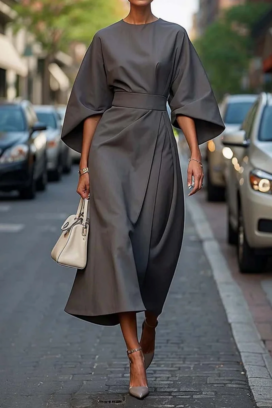 Damen Abendkleid Mit Laternenärmeln | Midi