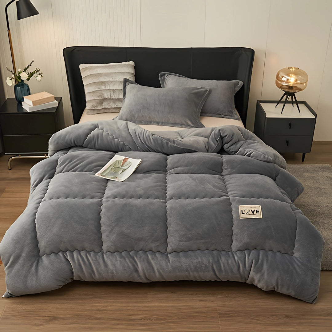 Modern Plush Quilt Comforter Set for Winter
