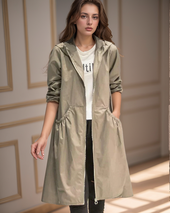 Regenjacke Mit Kapuze Für Damen | Langer Schnitt
