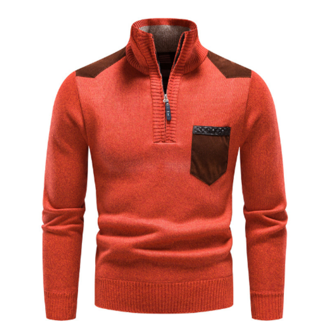 Herren Lässiger Winterpullover Mit Halb Reißverschluss | Langarm