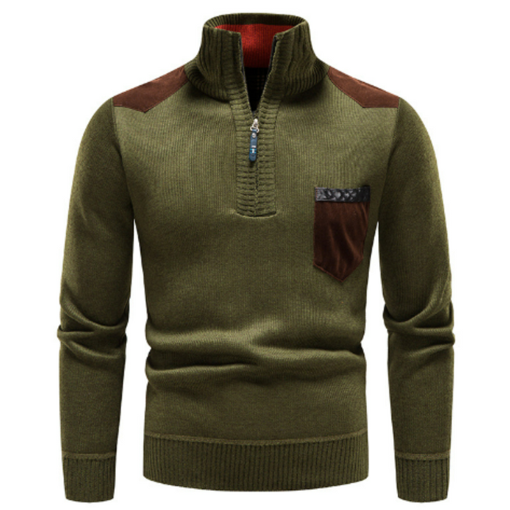 Herren Lässiger Winterpullover Mit Halb Reißverschluss | Langarm