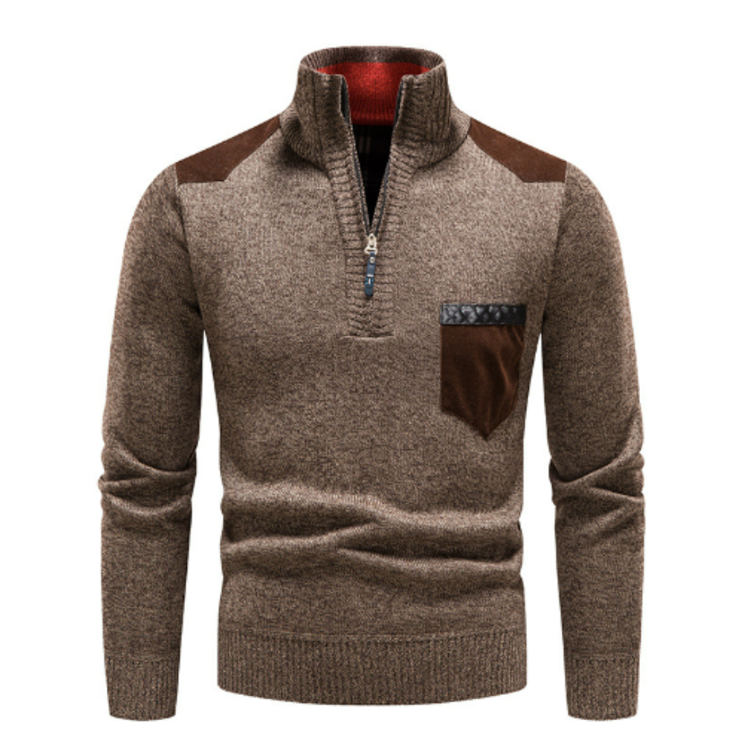 Herren Lässiger Winterpullover Mit Halb Reißverschluss | Langarm