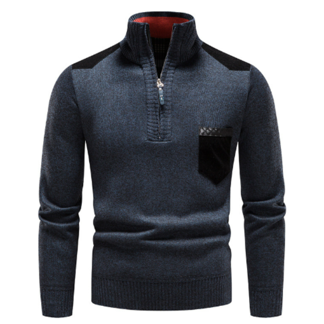 Herren Lässiger Winterpullover Mit Halb Reißverschluss | Langarm