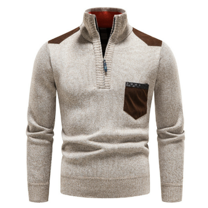 Herren Lässiger Winterpullover Mit Halb Reißverschluss | Langarm