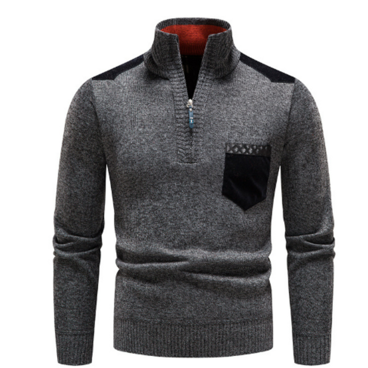 Herren Lässiger Winterpullover Mit Halb Reißverschluss | Langarm