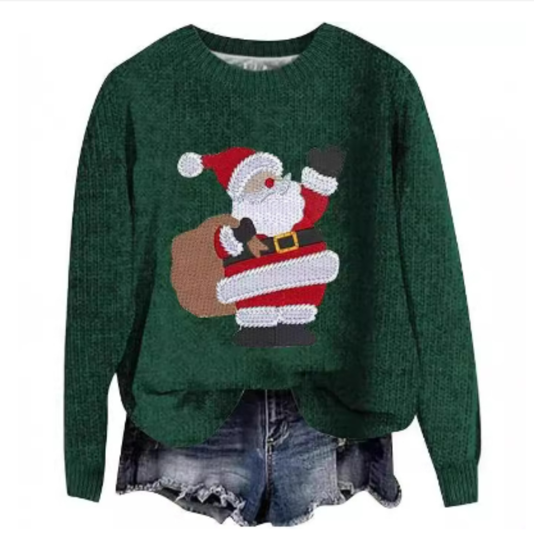 Weihnachts-Langarm-Pullover Für Damen | Rundhals