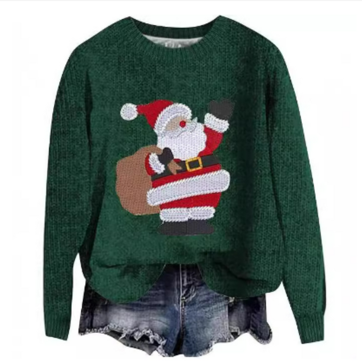 Weihnachts-Langarm-Pullover Für Damen | Rundhals