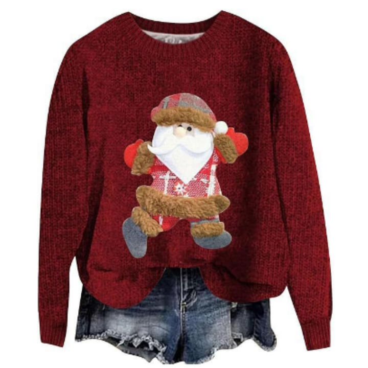 Weihnachts-Langarm-Pullover Für Damen | Rundhals