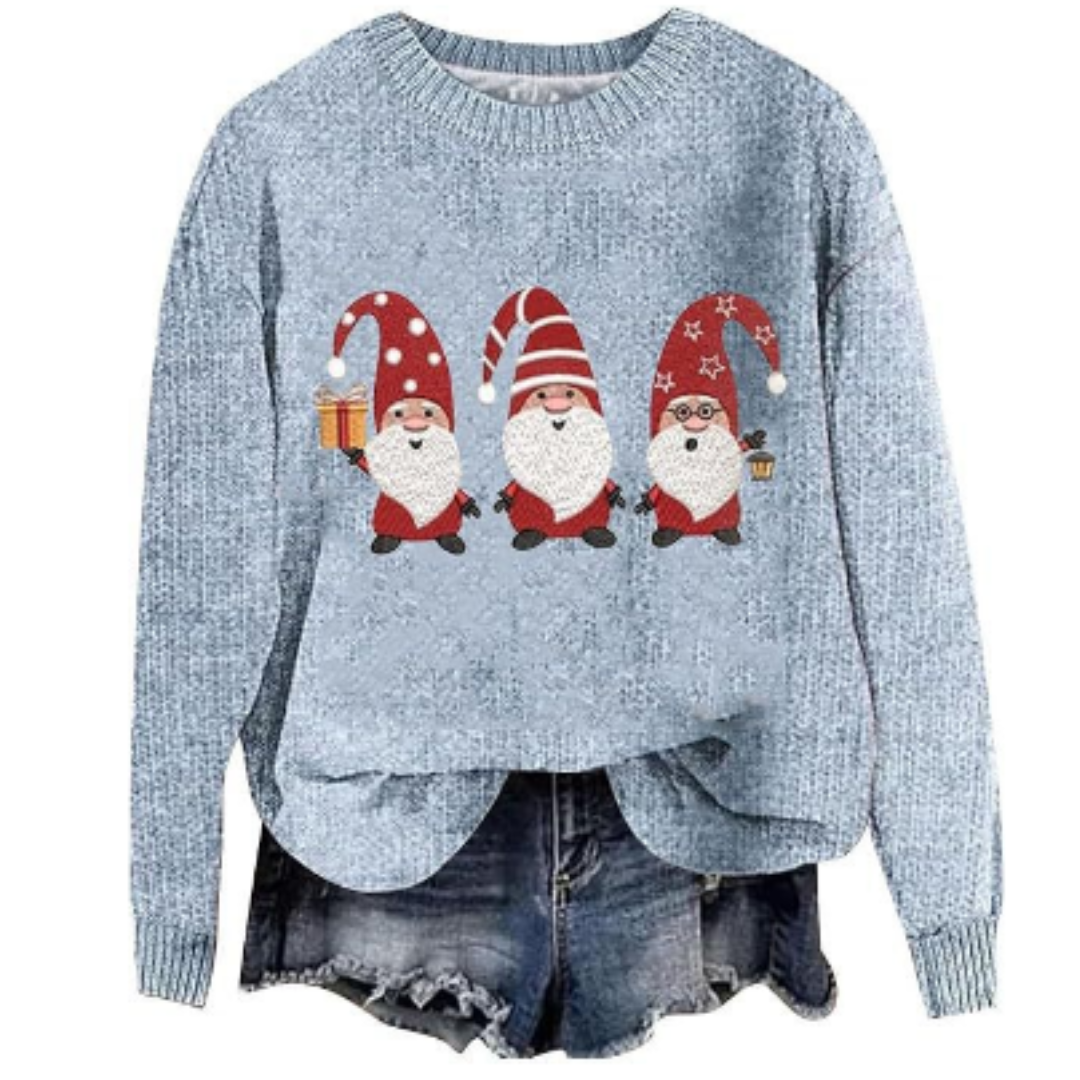 Weihnachts-Langarm-Pullover Für Damen | Rundhals