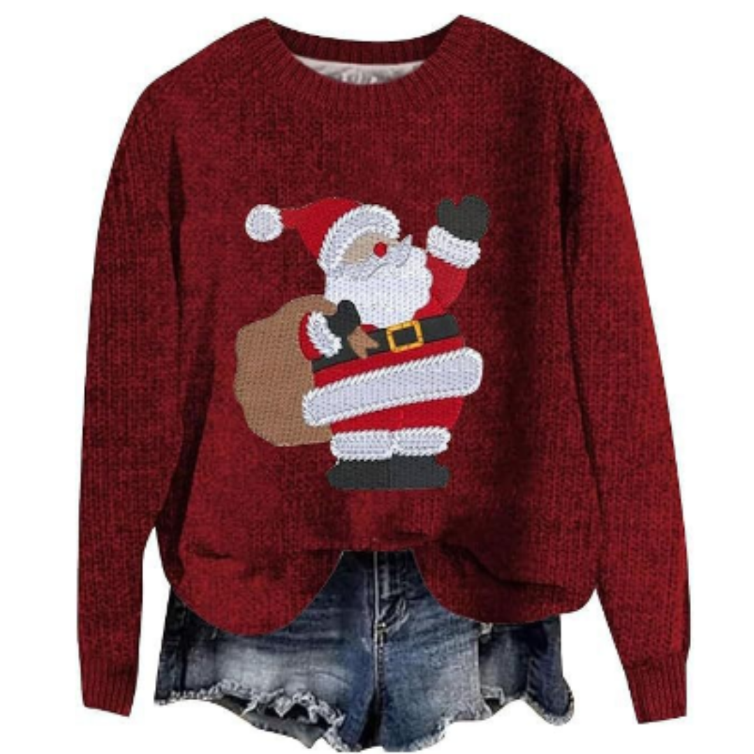 Weihnachts-Langarm-Pullover Für Damen | Rundhals