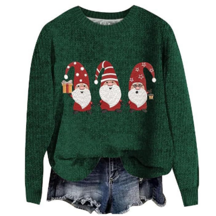 Weihnachts-Langarm-Pullover Für Damen | Rundhals