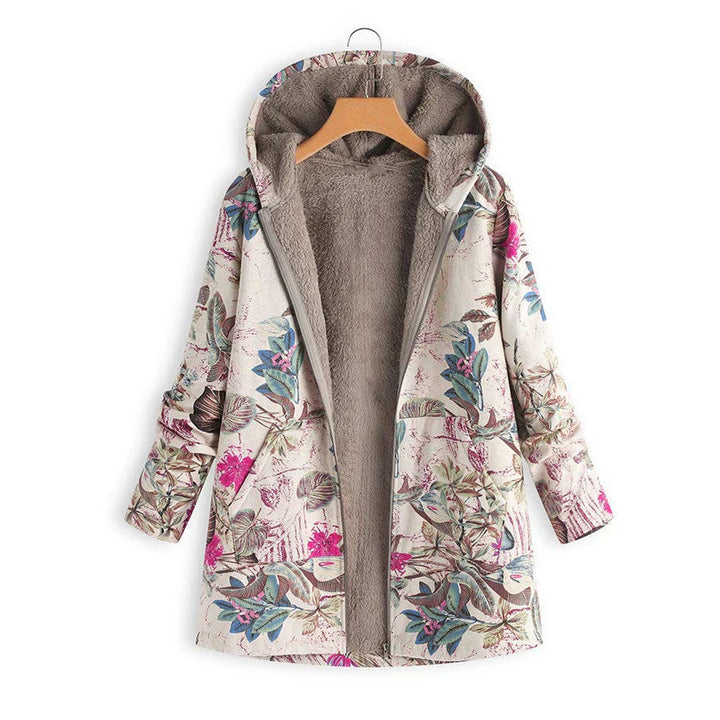 Gemusterte Damen Winterjacke | Mit Kapuze