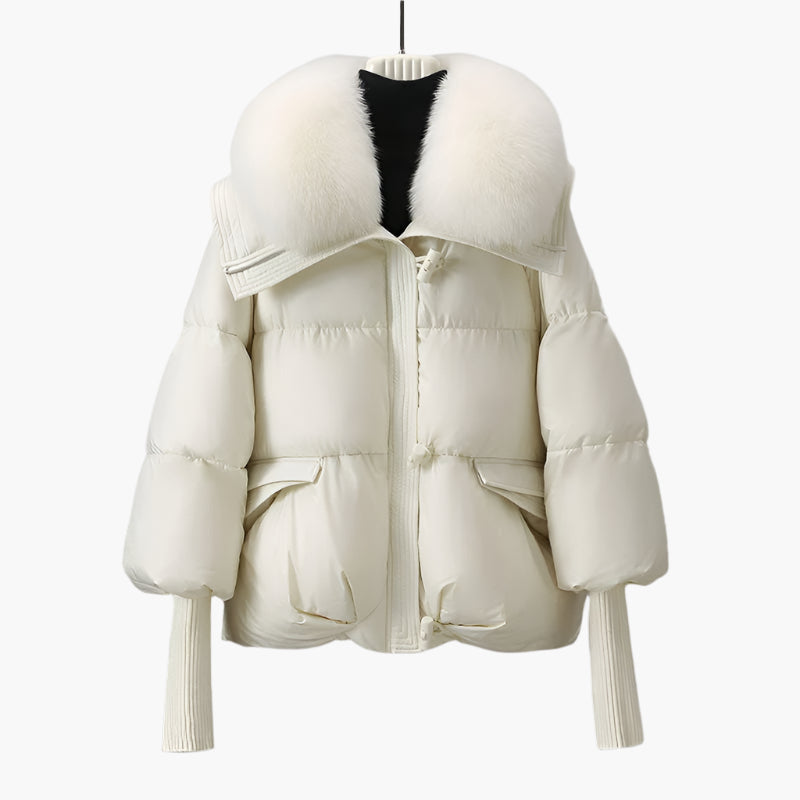 Damen Wintergesteppt Daunenjacke Mit Fellkragen | Stylisch