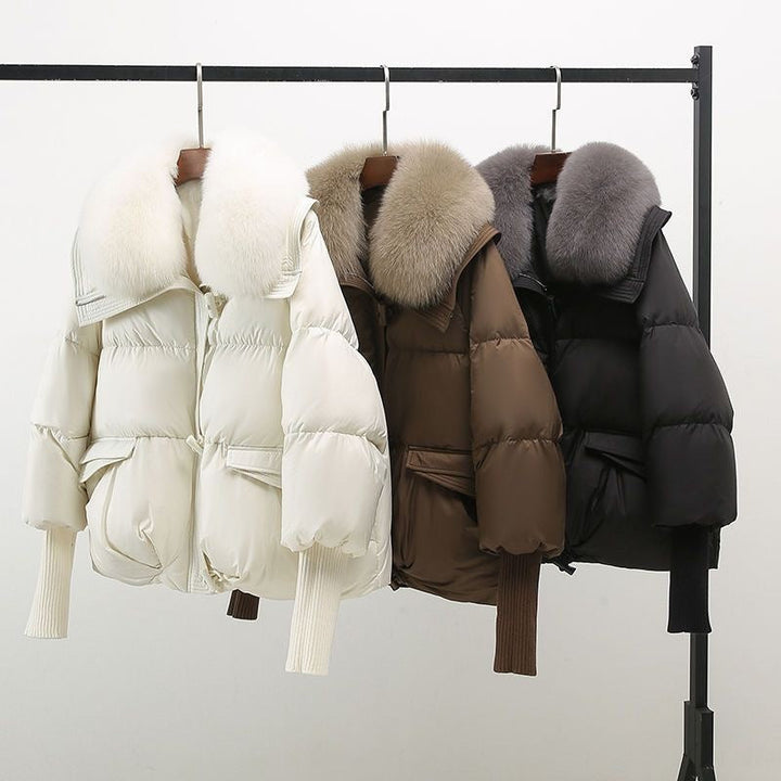 Damen Wintergesteppt Daunenjacke Mit Fellkragen | Stylisch