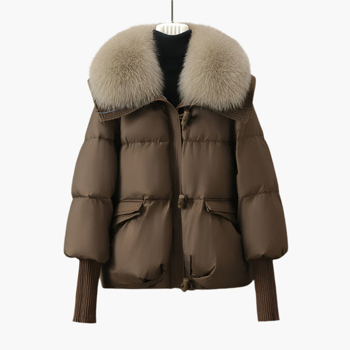 Damen Wintergesteppt Daunenjacke Mit Fellkragen | Stylisch