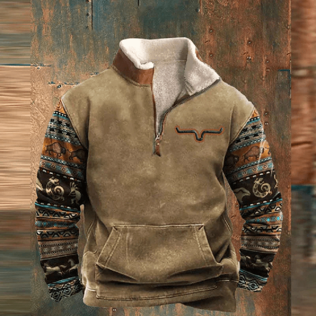 Vintage-Winterpullover Für Herren | Halber Reißverschluss