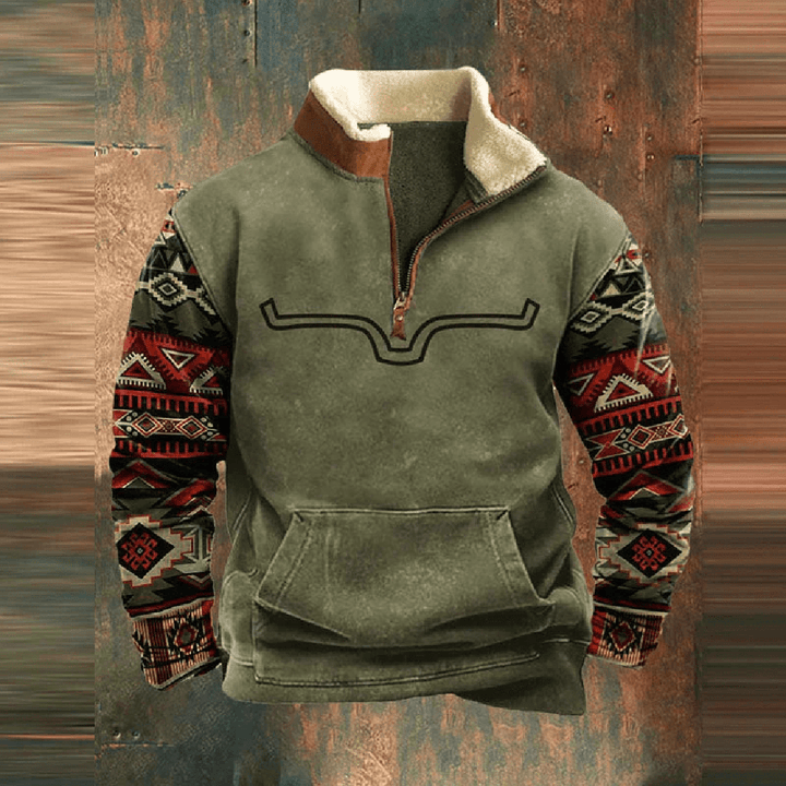 Vintage-Winterpullover Für Herren | Halber Reißverschluss