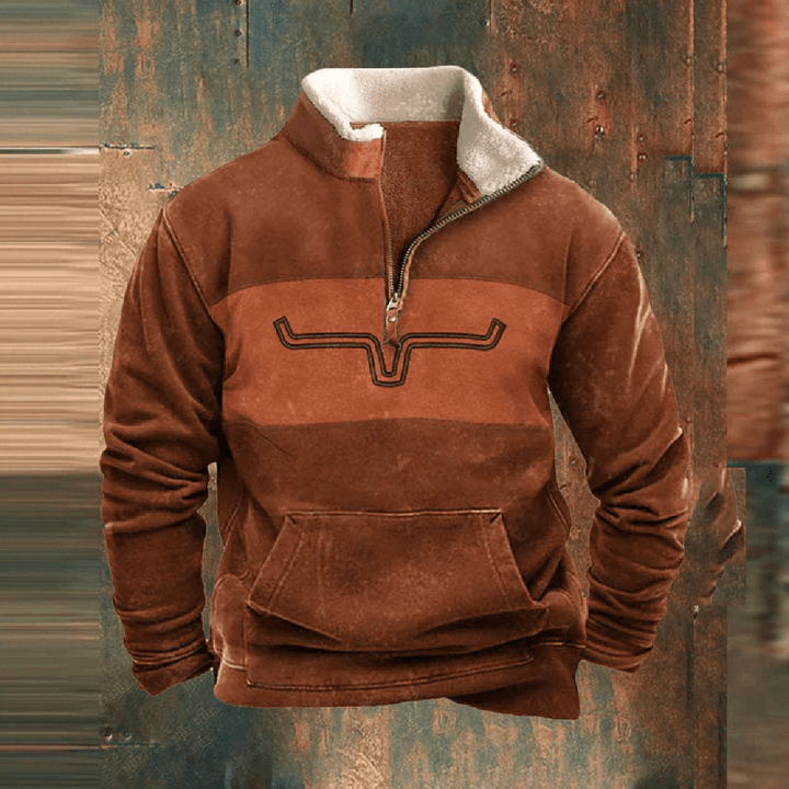 Vintage-Winterpullover Für Herren | Halber Reißverschluss