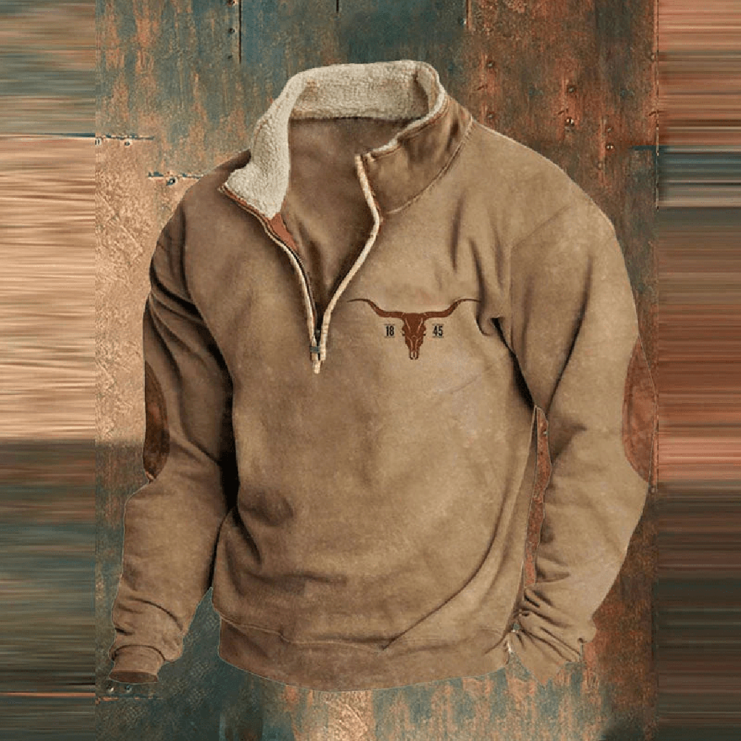 Vintage-Winterpullover Für Herren | Halber Reißverschluss