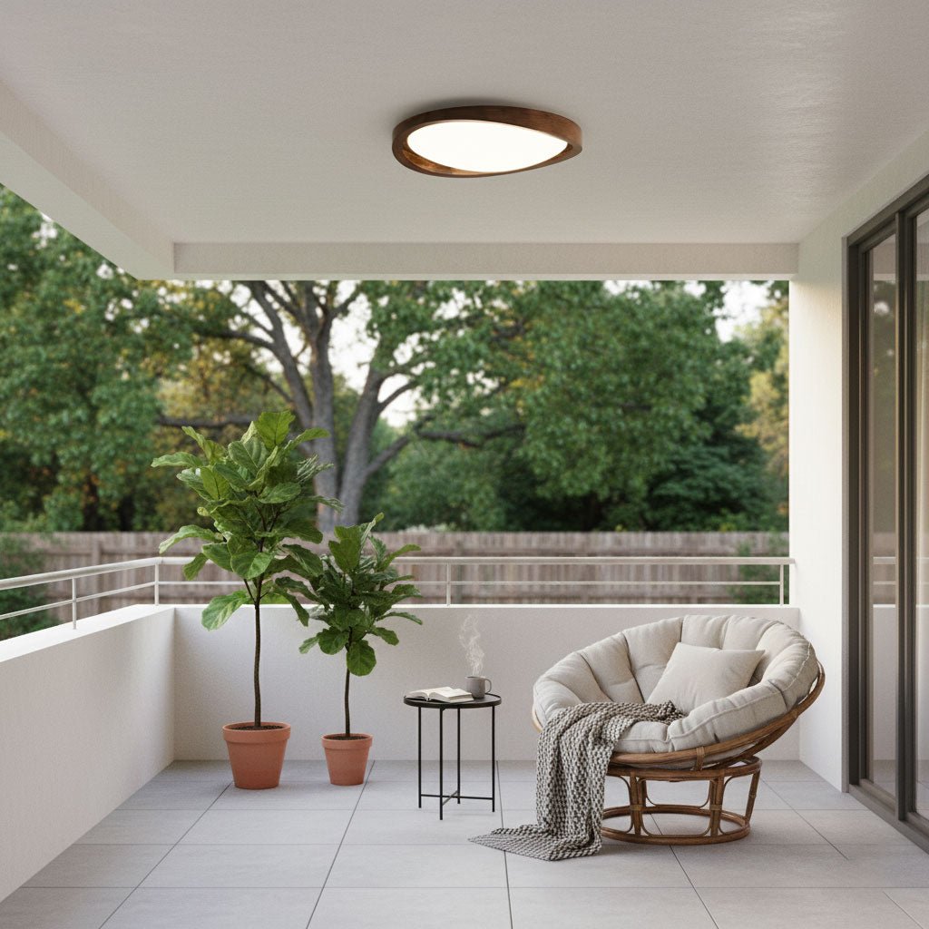 Lámpara de Techo Empotrada Estilo Minimalista en Nogal