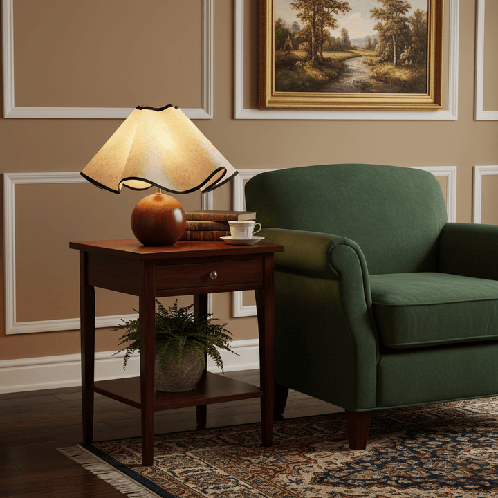 Welleninspirierte Tischlampen mit Stoffschirm