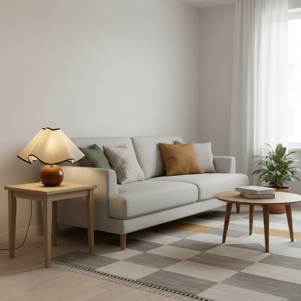 Welleninspirierte Tischlampen mit Stoffschirm