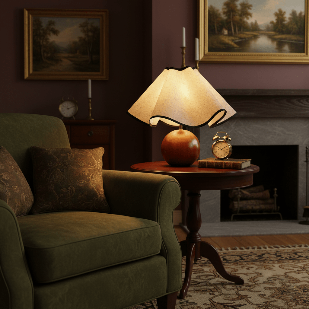 Welleninspirierte Tischlampen mit Stoffschirm