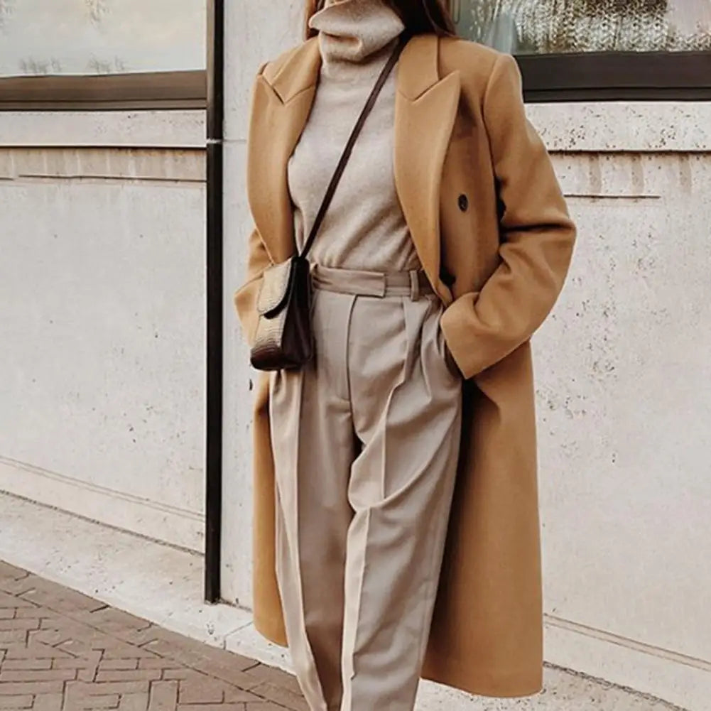 Stylischer Zweireihiger Trenchcoat Für Damen | Reverskragen