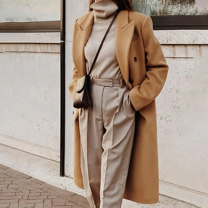 Stylischer Zweireihiger Trenchcoat Für Damen | Reverskragen