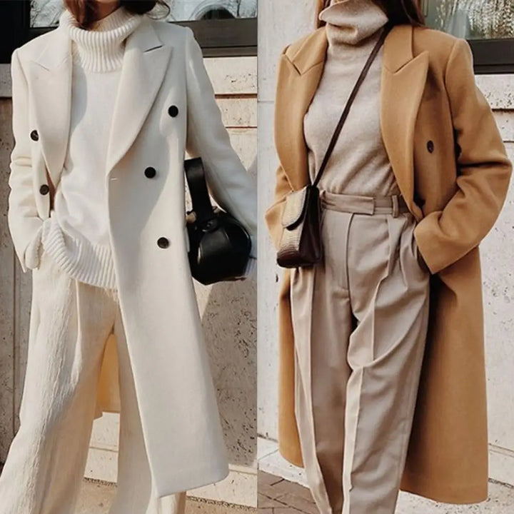 Stylischer Zweireihiger Trenchcoat Für Damen | Reverskragen