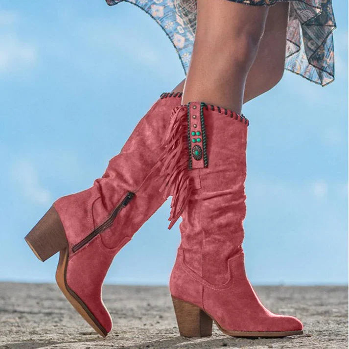 Cowboystiefel Mit Hohem Schaft Und Blockabsatz | Winter