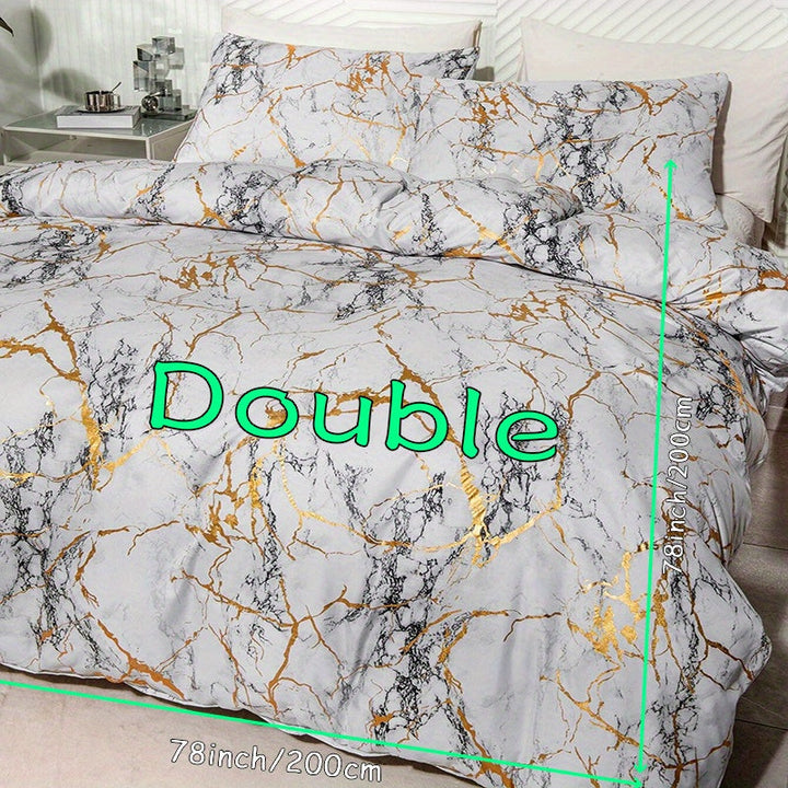 Hot Stamped Marble Quilt Cover and Pillowcase Set