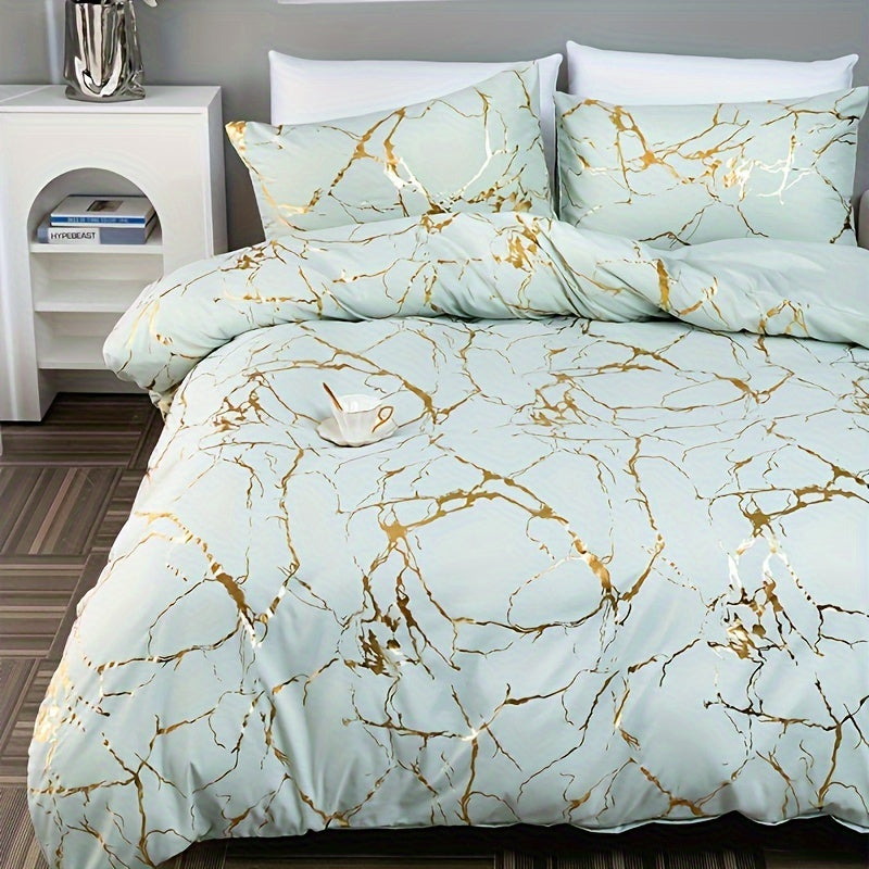 Hot Stamped Marble Quilt Cover and Pillowcase Set