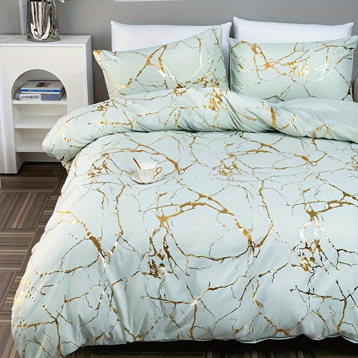 Hot Stamped Marble Quilt Cover and Pillowcase Set