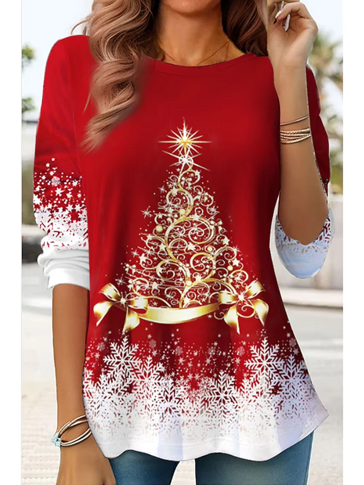 Trendiges Rotes Weihnachts-Top Für Damen | Casual