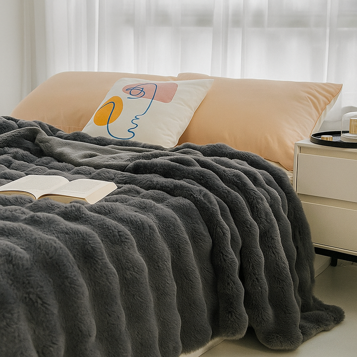 Reversible Bubble Texture Throw Double-Sided Home Blanket