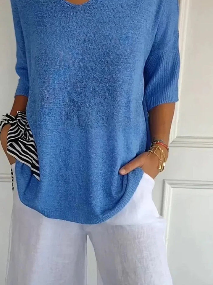 Manon | Bequemes Stricktop Mit V-ausschnitt Für Damen