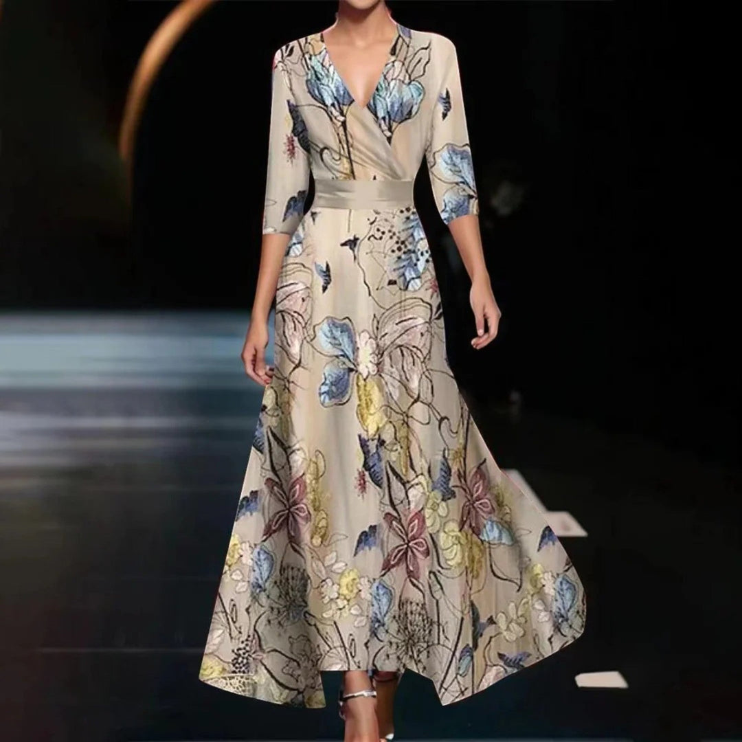 Lorena | Schickes Langes Abendkleid Mit Blumenmuster Für Damen | Maxi